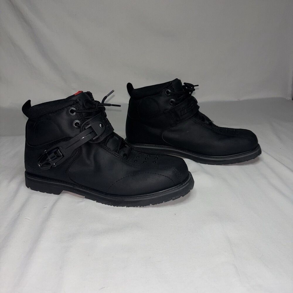 Icon Super Duty 4 Black Motorcycle Riding Boot Size 8.5 US
